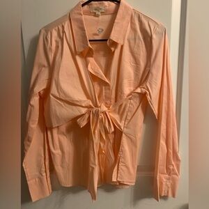 Long Sleeve Peach Dress shirt with Bow tie, NWOT. Size Large